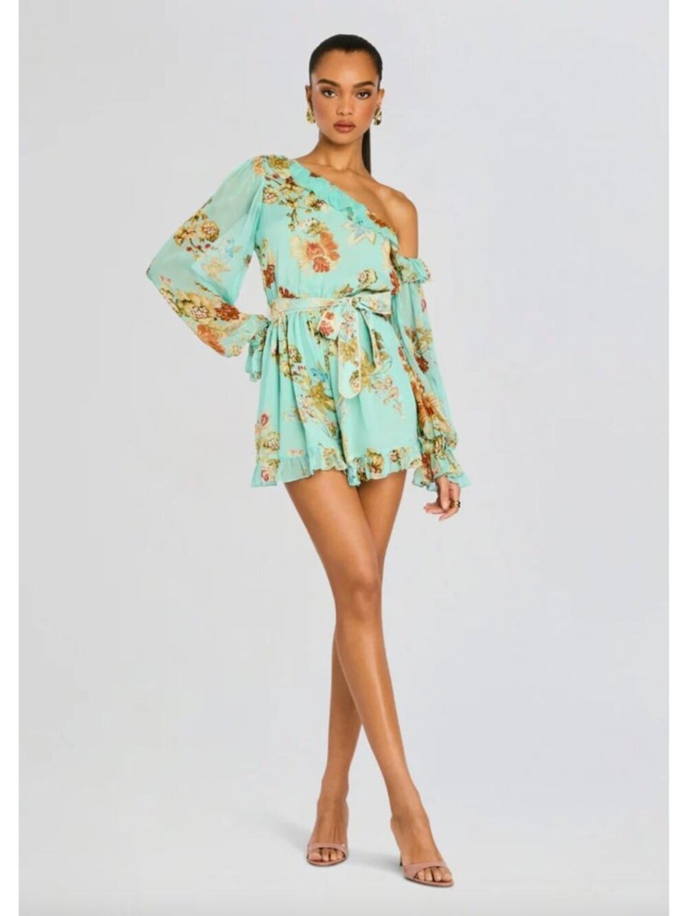 Hemant and Nandita Rohi Romper Turquoise Mix Womens Size Small
